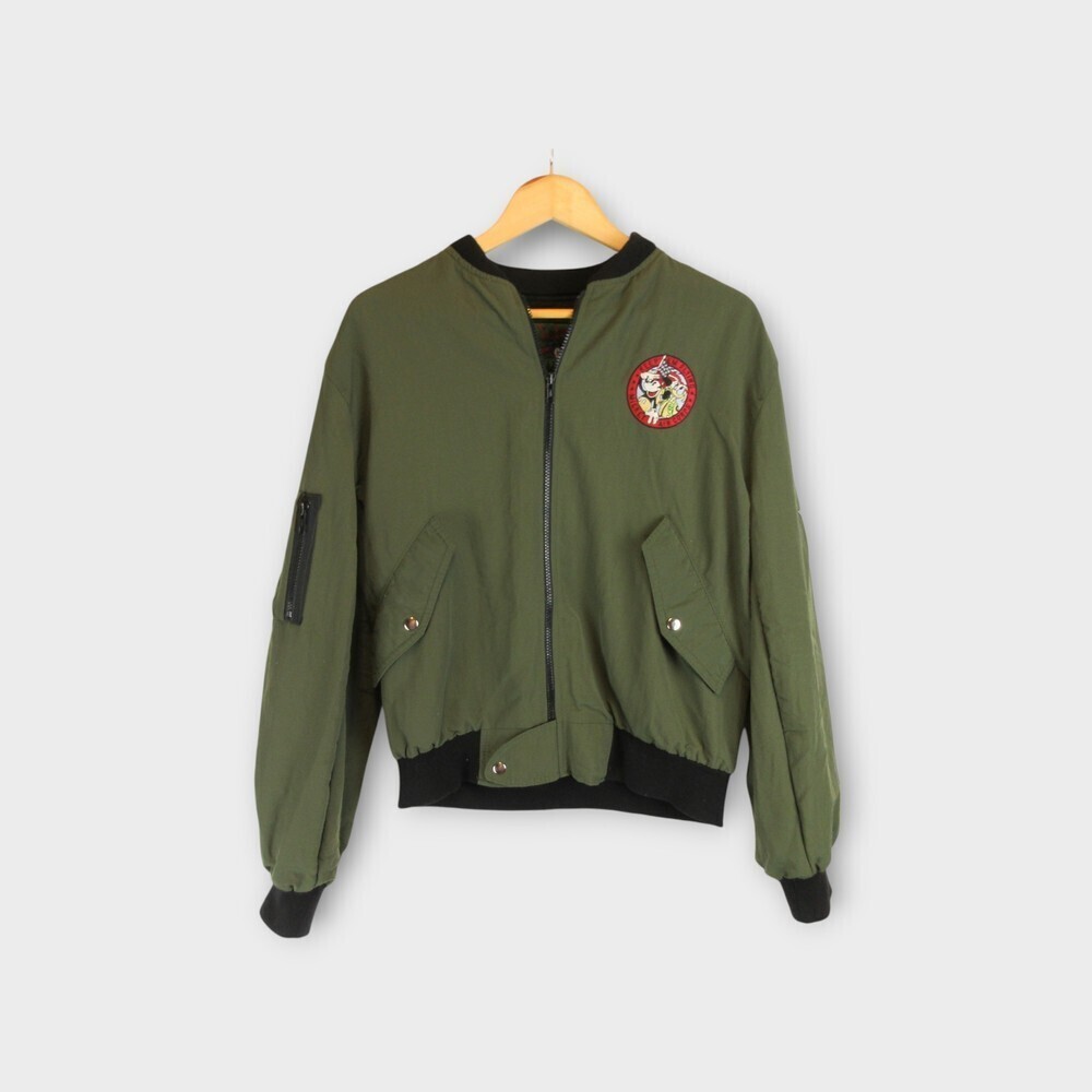 Disney Mickey Mouse Victory Bomber Jacket Size S Flyboy Combat Leader